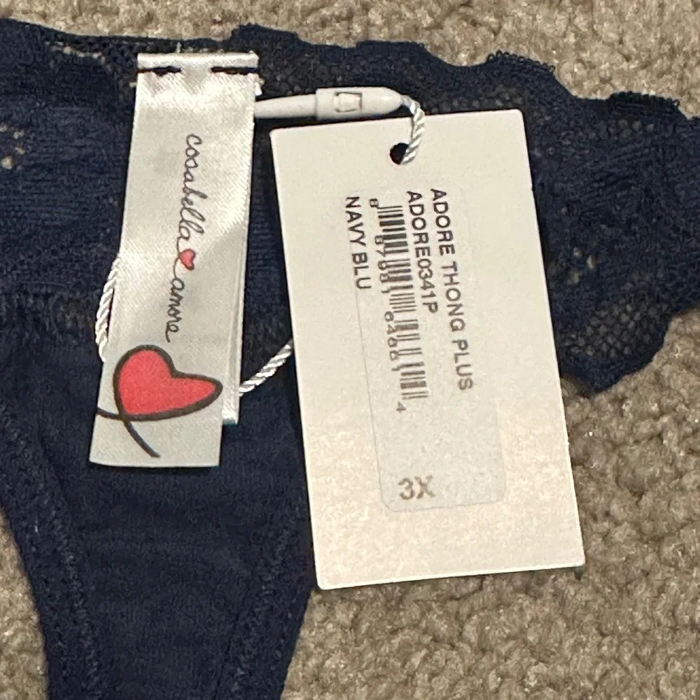 Cosabella Amore‎ Adore Thong Plus Navy Blue Lace Trim Panty ADORE0341P Sz 3X NWT